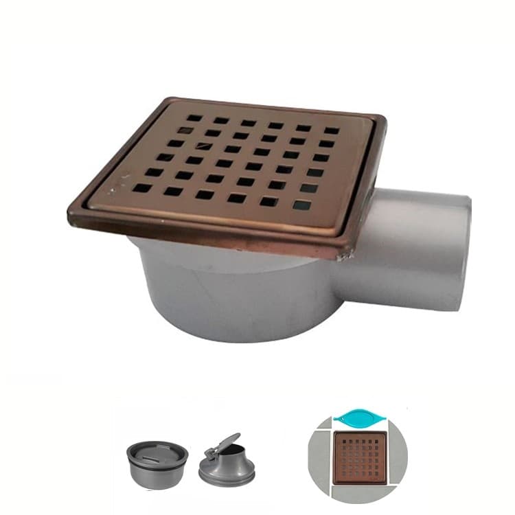 Sukar Bronz Yer Süzgeci Kare 10x10 - Yandan Çıkışlı - Görsel 1