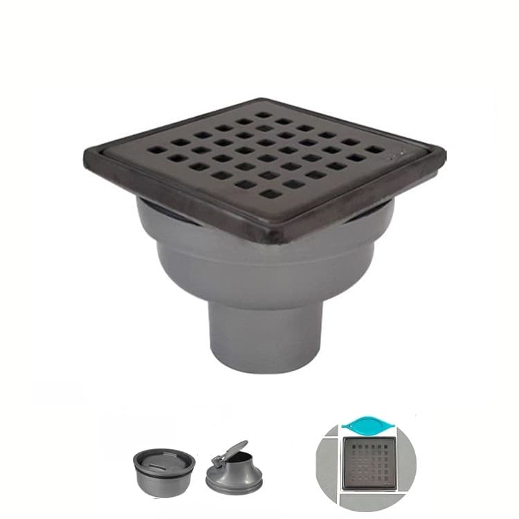 Siyah Yer Süzgeci Kare Izgaralı 10x10 Alttan Çıkışlı - Görsel 1