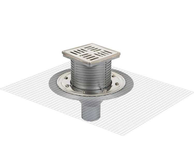 Sukar Line 14 10x10 Paslanmaz Flanşlı Yer Süzgeci Alttan Çıkışlı 6050-10-1 - Görsel 1