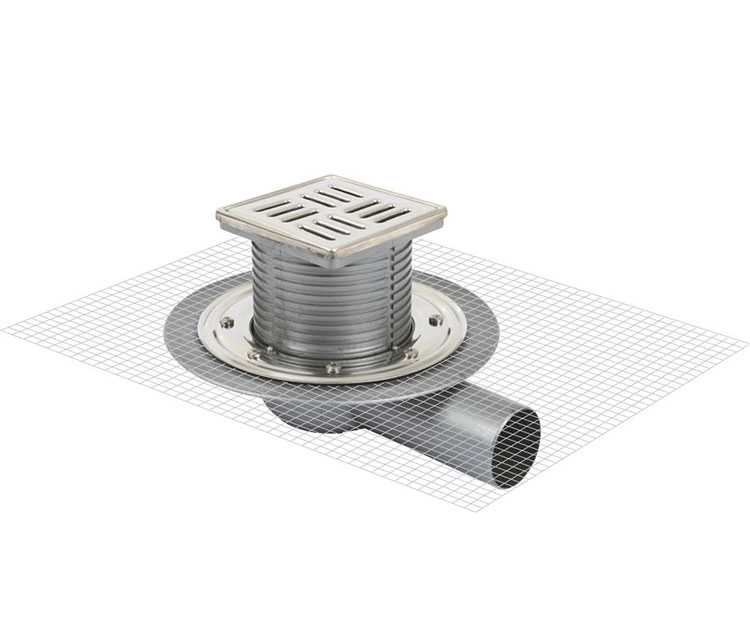 Sukar Line 14 10x10 Paslanmaz Flanşlı Yer Süzgeci Yandan Çıkışlı 7050-10-1