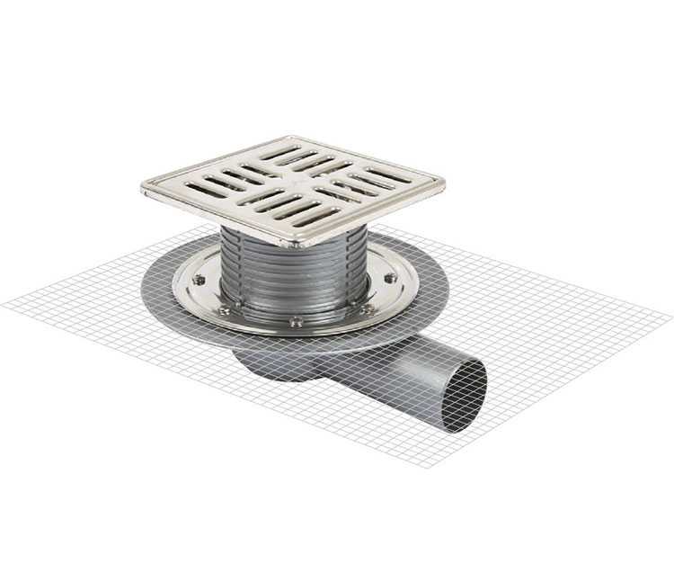 Sukar Line 14 15x15 Paslanmaz Flanşlı Yer Süzgeci Yandan Çıkışlı 7050-15-1 - Görsel 1