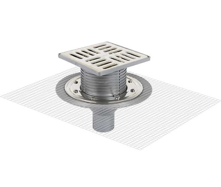 Sukar Line 14 15x15 Tekstil Plastik Çerçeveli Flanşlı Yer Süzgeci Alttan Çıkışlı 6050-15