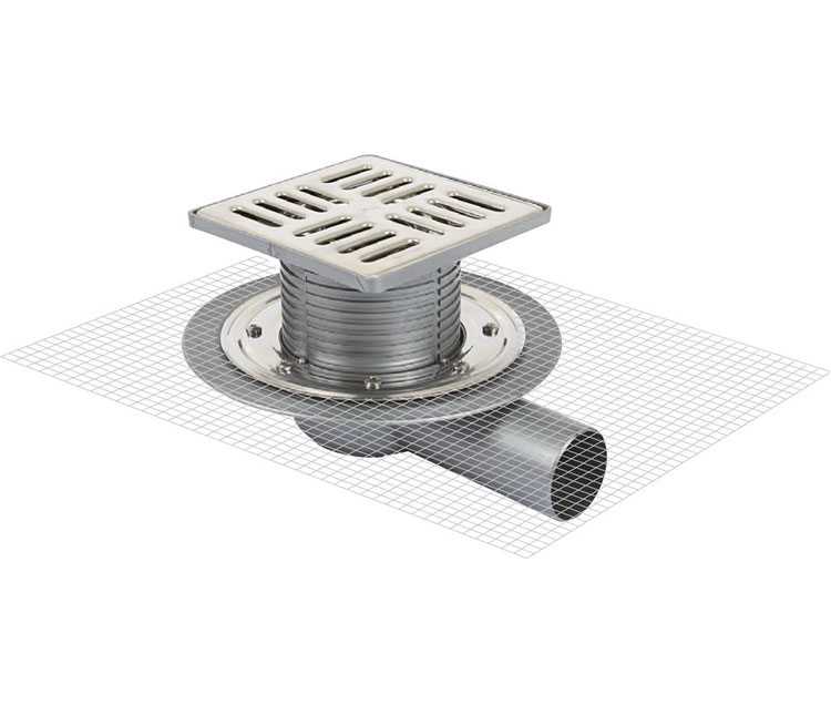 Sukar Line 14 15x15 Plastik Çerçeveli Flanşlı Yer Süzgeci Yandan Çıkışlı 6100-15